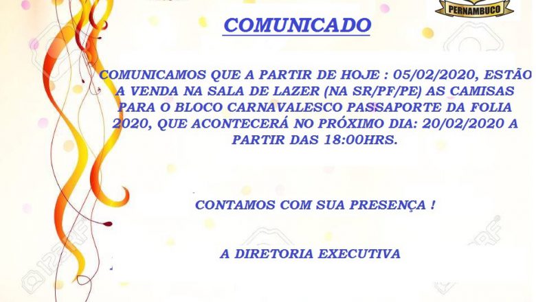 VENDA DAS CAMISAS DO BLOCO PASSAPORTE DA FOLIA